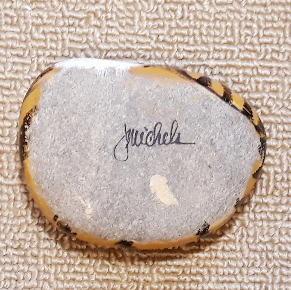 Hand Painted Tiger on Rock Signed by Artist / 3" Decorated Rock Art - Picture 9 of 12